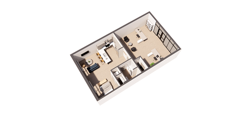 Floor plan for studio, 1 bath, 1245 sqft